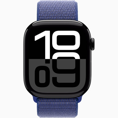 Watch Series 10 [46mm GPS] - Jet Black Aluminium with Ink Sport Loop | Advanced Fitness Tracker, ECG, Always-On Retina Display | Carbon Neutral, Sleek Design | 1-Year Warranty | Airpods Pro (Free Gift)